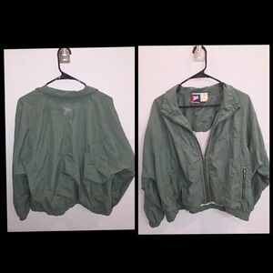 Tail Mens Green Vintage Windbreaker Jacket Full Zip Bomber Outdoor Large